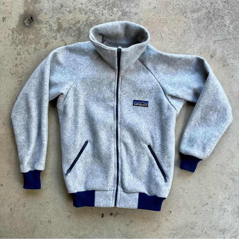 Vintage Patagonia Big Logo Fleece Zip Up Sweater Medium